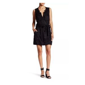 Free People Desert Daylight Mini Wrap Dress Black Utility Look no belt Size Smal